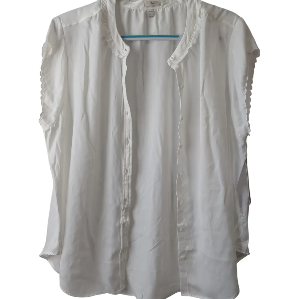 JOIE WOMEN'S WHITE SHORT SLEEVE SCALLOP EDGE TOP SIZE XL - Picture 10 of 10